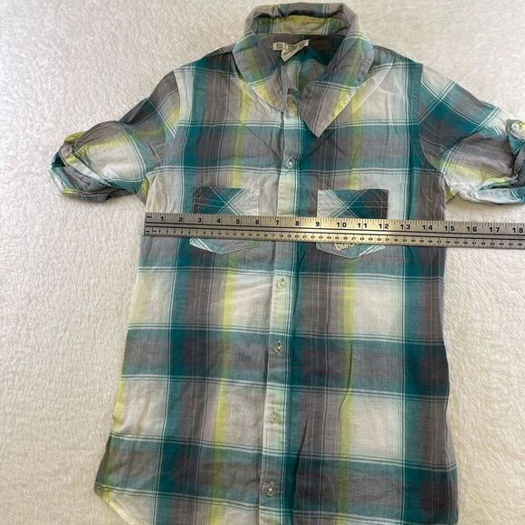 Small Tartan Blouse Blue-Green White and Yellow Billabong Blouse - Picture 7 of 13